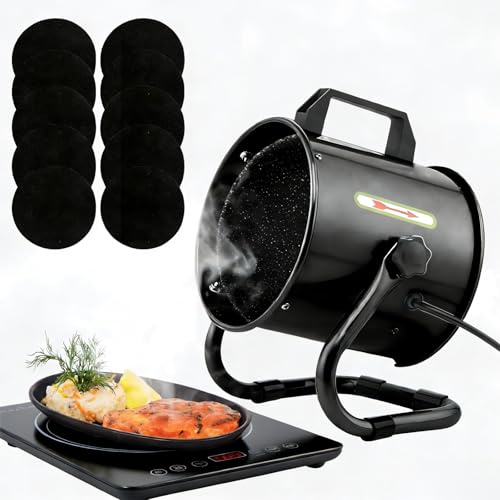 Hotte portable avec 9 filtres à charbon actif, ventilateur d'échappement de cuisine à forte aspiration pour barbecue intérieur, marmite, camping-car et cuisine de bureau, noir