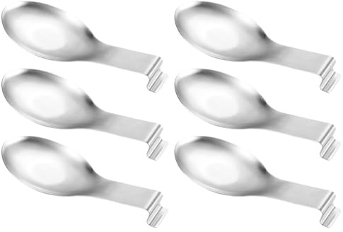QUMIIRITY Porta Cucchiaio in Acciaio Inox 6 Pezzi, Poggiamestolo Compatto e Leggero per Cucina e Tavola, Supporto Poggia Cucchiaino e Posate per Uso Domestico