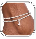 Astravia Fußkettchen für Damen, 925 Sterling Silber, Buchstaben Fussketten mit Anhänger, Silber Fußkette Verstellbar, Personalisierte Alphabet Fußkette, Sommer FußSchmuck Geschenk für Frauen
