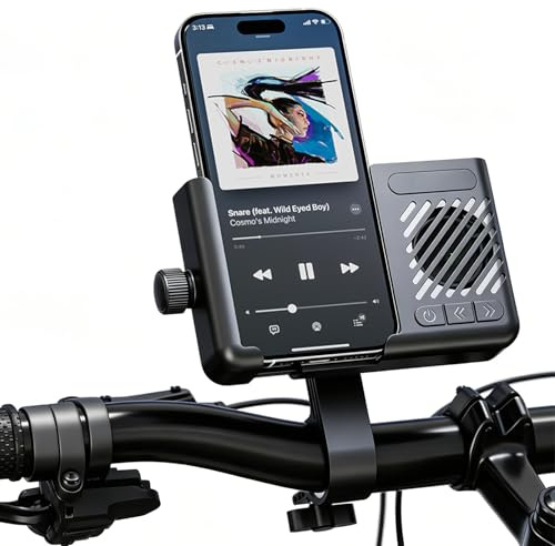 fesoklaf Altoparlante Bluetooth a induzione wireless per bicicletta, con supporto per telefono, IPX6, impermeabile, senza fili, da viaggio, con supporto audio da 5 W, per ciclismo all'aperto, moto