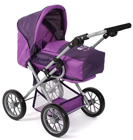 Bayer Chic 2000 Puppenwagen Leni | 2in1 Kombi-Puppenbuggy Lila Pflaume | Edler 2in1 Kombi-Puppenwagen in Pflaume mit Soft-Tragetasche & mitwachsendem Griff. Schadstofffrei & langlebig.