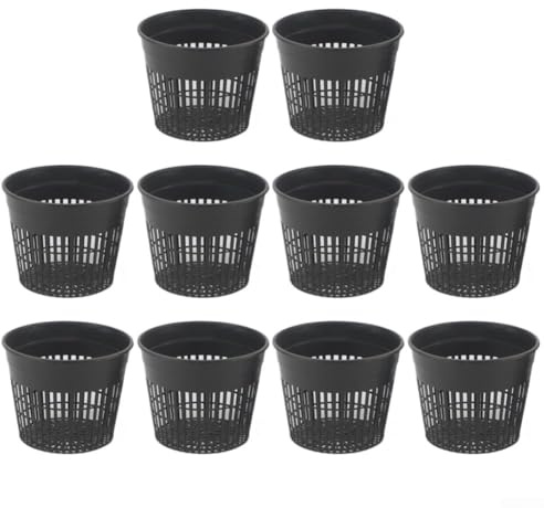 Confezione da 10 cesti per piante da laghetto resistenti alle intemperie per ninfee e giardini acquatici, vasi in plastica riciclata a rete con design traforato per un flusso d'acqua ottimale e