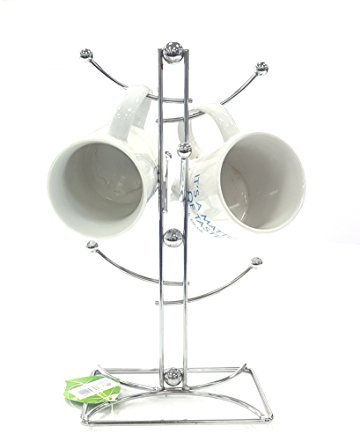 Stylish 6/8 Cup OR Banana Mug Tree Chrome Wire Stand Holder for Home BAR Restaurants (6 Cup Tree)