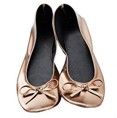 DISOK Lote de 20 Bailarinas Manoletinas Plegables Bronce para Bodas en Bolsa de Regalo de Satén (L)