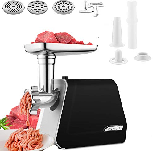 Tritacarne Elettrico Multifunzione Tritacarne con 3 piastre di macinazione in acciaio inossidabile,Accessori per Kubbe, Acciaio Inox