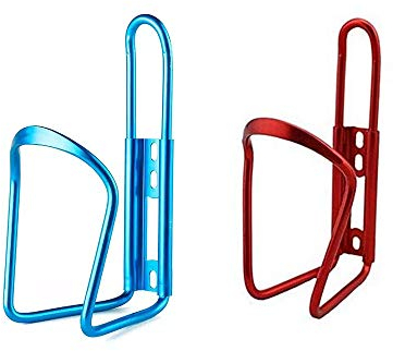VOANZO 2PCS Vélo Bouteille Cage Vélo Monté Porte-Bouteille d'eau en Alliage D'aluminium Aucune Déformation Bouteille Support pour Vélo Rider (Rouge + Bleu)