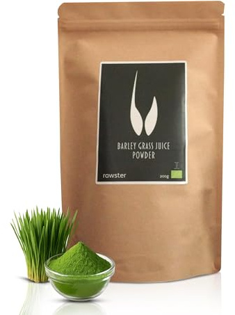 Succo di erba d'orzo biologico in polvere, certificato di alta qualità, 100% solubile in polvere, succo d'erba d'orzo in polvere, rawster (400 g)