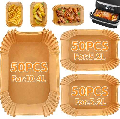 150 st AF500EU Ninja Foodi Flexdrawer 10,4 l varmluftsfritös bakpapper, AF500DE, varmluftsfritöstillbehör för 10,4 l och 100 st för 5,2 l