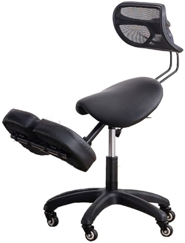 Silla ergonómica de rodillas con soporte de espalda y ruedas, taburete ajustable para uso en la oficina para mejorar la postura