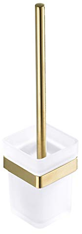 WOMAO Toilettenbürste Gold Edelstahl Wandmontage klobürste Silikon Toilettenbürstenhalter Gebürstet Ersetzbar Köpfe mit Bohren WC Bürste Set Bürstenhalter