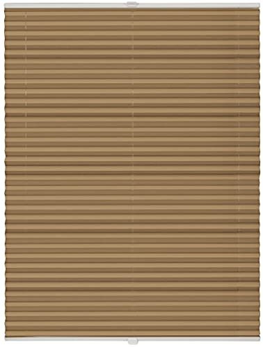 ondeco Plissee nach Maß für alle Fenster innen Montage in Glasleiste mit Spannschuh Sonnenschutz Rollo Sichtschutz Blickdicht Cappuccino B: 51-60 cm, H: 101-150 cm