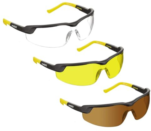 3 x voltX GT ADJUSTABLE Bifocal Reading Safety Glasses (CLEAR, YELLOW & BROWN Lens +3.0) UKCA & CE EN166FT Certified, Anti fog coated UV400 Lens, Scratch resistant, Tilt and length adjustable earstems
