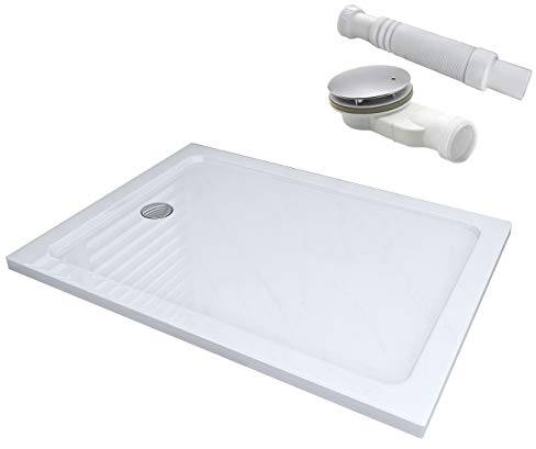 Duschtasse Duschwanne 100x70 cm Acryl Dusche Acrylwanne 40mm flach Rechteck für Duschabtrennung Duschkabine BF17