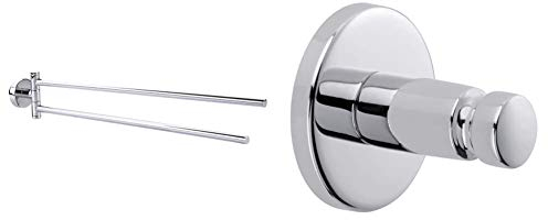 tesa SMOOZ Handtuchset, Handtuchhalter und Zwei Handtuchhaken, verchromt, inkl. Klebelösung, hohe Haltekraft