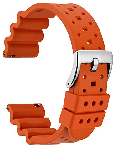 WOCCI Belüftete FKM Kautschuk Uhrenarmbänder für Herren (Nicht Silikon Gummi), Fluorkautschuk Uhrenarmband mit Schnellverschluss 18mm 20mm 22mm 24mm