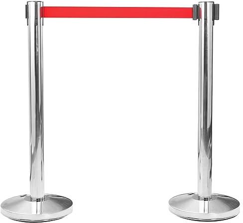 vidaXL Avspärrningsstolpar med band 4 st rostfritt stål silver