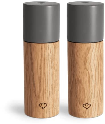 SPRINGLANE Salz & Pfeffermühle 2er Set aus Buchenholz & Beton, Gewürzmühle, Chilimühle, Verstellbares Keramikmahlwerk, Unbefüllt, Skandinavisches Design