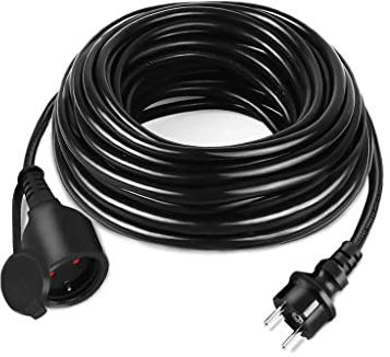 YARDIN Verlängerungskabel Außen, 230 V IP44 Outdoor Verlängerung Schutzkontakt Eurostecker Stromverlängerung Extension Cord Verlängerungsschnur mit Schutzkappe - 10m, Schwarz