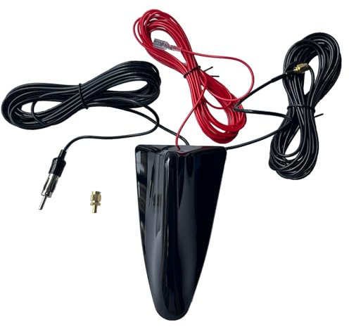 NewTH Autoantenne Antenne DAB DAB+ Antenne Shark Fin FM/AM Radio Antenne Signalverstärker SMB auf DIN Stecker Stecker Auto Roo Digital Stereo Radio Antenne 5m RG174 Kabel für GPS FM/AM Radio