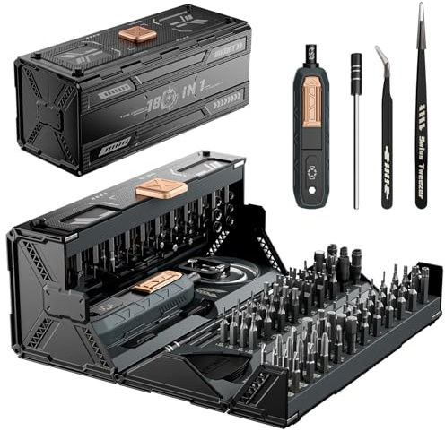 JAKEMY Set di cacciaviti di precisione 180 in 1, cacciavite manuale magnetico con estrattore di viti danneggiate, kit di riparazione per PC, telefono, computer, MacBook, orologio, occhiali, console