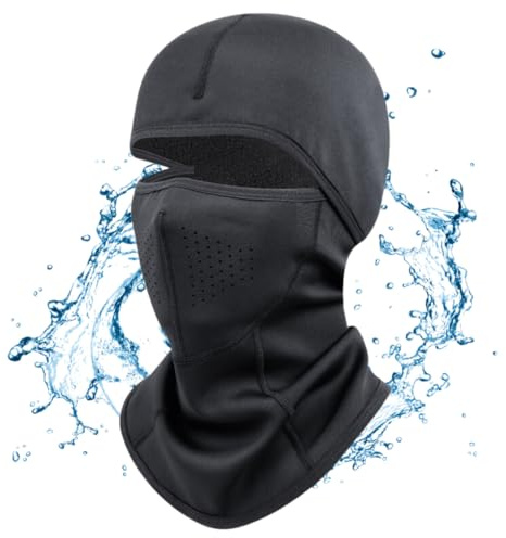 Pyrafox Herren & Damen Wasserdicht Sturmhaube - Winter Balaclava Mütze Helm Haube Maske für Ski Fahrrad Motorrad - Optimaler Schutz & Komfort Schwarz