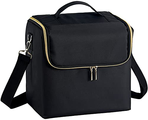 Make up Koffer Kosmetikkoffer Make up Tasche Schminkkoffer Kosmetiktasche Schminktasche Make up Organizer Tasche Beauty Case Friseurtasche,Faltbares Modell schwarz