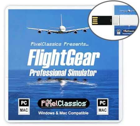 FlightGear Flugsimulator 2025 X Flight Sim Flugzeug & Hubschrauber Professioneller Simulator USB inklusive 600+ Flugzeuge & 20.000 echte Weltflughäfen für Microsoft Windows 11 10 PC
