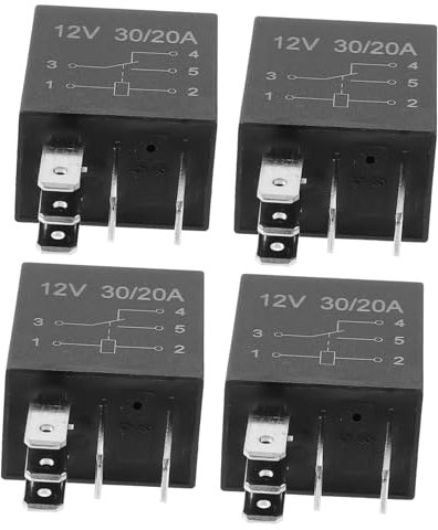 Anneome 4 Stück 12v 30a Kfz Relais mit 5 Pins aus Kunststoff und Kupfer Sicher und Zuverlässig Geeignet für Auto und Lkw Startersteuerung