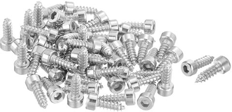 QUARKZMAN 60 Stück Selbstschneidende Schrauben Innensechskant-Kopf Bohrschrauben, M4x12mm Selbstschneidende Zylinderkopfschrauben, Holzschrauben Edelstahl Schrauben für Dachblech Silber