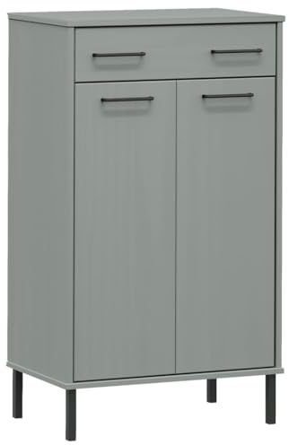 Generisch Schuhregal Schuhschrank mit Metallbeinen Schuhregal Schuhaufbewahrung Schuhkommode Flurschrank Schuhaufbewahrung Holzschrank Schrank grau Massivholz Kiefer