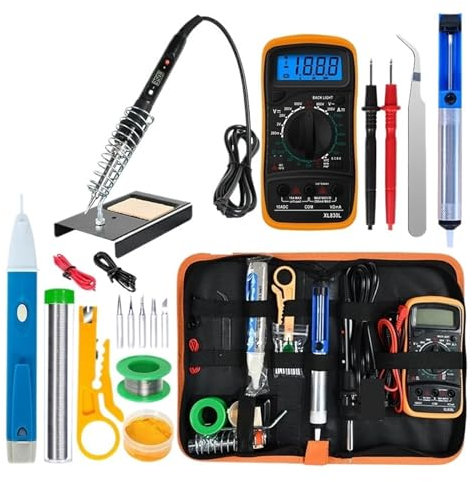 Soldering Iron Kit Black Temperature Electric Soldering Iron Kit 80W Soldering Iron Kit with Multimeter Welding Tool Kit