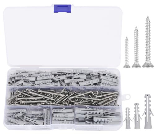 QMLING Set di 220 viti e tasselli (110 tasselli a percussione, 110 viti in cartongesso), tasselli di espansione per il fissaggio, M3/M3,5/M4/M5/M6/M8