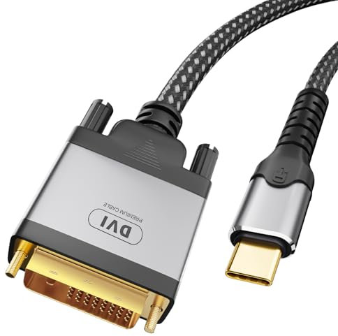 Ticenpe Cable USB C a DVI de 2 m, 4K@30Hz, USB tipo C [Thunderbolt 3] a DVI-D 24+1, cable de nailon trenzado doble, conector dorado, compatible con MacBook Pro, Samsung, Surface Book, Dell