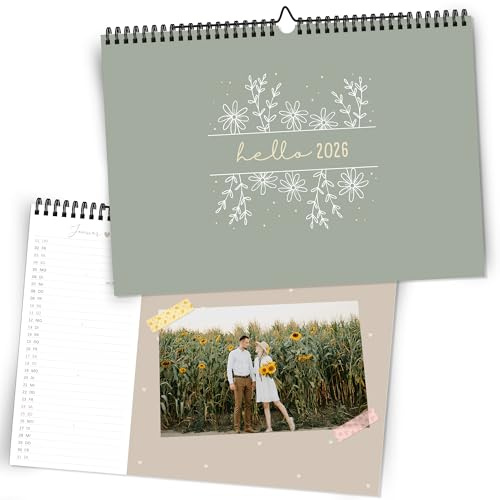 Fotokalender 2026 zum selber gestalten I DIN A4 QUER für hochkant Fotos I Bastelkalender I Hochwertiger Kalender zum Selbstgestalten I Foto Bilder einkleben