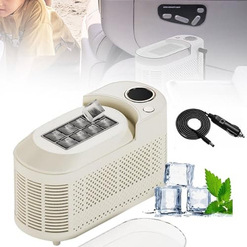 Machine à glaçons portable à double alimentation for camping et voyages en voiture - Cycle rapide de 10 à 15 minutes, 8 glaçons, adaptateur allume-cigare CA/12 V, compacte et légère for camping-car et