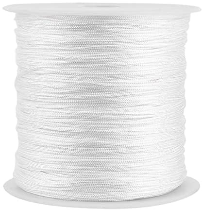 KooingTech Nylonschnur Weiß, Plissee Schnur 0.8mm x 100m, Plissee Faden | Nylonschnur Satin für Jalousien, Armbänder, Halsketten, Schnüre für chinesische Knoten und Zierbänder