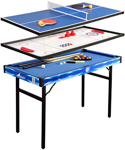 CMOLVUR Multifunktionaler 4 in 1 Steady Combo Spieltisch, Black Eight Billardtisch, Air Puck Tisch Eishockey Tisch Multifunktionaler Haushalt Vier in Eins Billardtisch