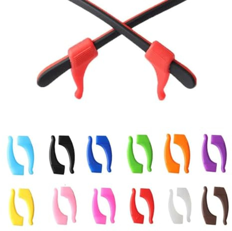 12 Paia Fermagli per Occhiali in Silicone - Antiscivolo Universali per Vista e Sole - Morbidi e Regolabili (Unisex, Bambini/Adulti)