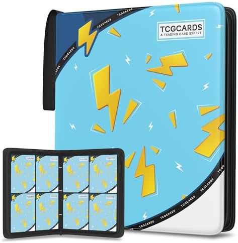 Trading Card Binder 4 Pocket, Card Binder 400 Pockels Card Book Holder Cards with 50 Removable Sleeves, 3-RingZip Design MTG/TCG/Sport Collectible Trading Card Albums Gifls for Boys and Girls (Blue)