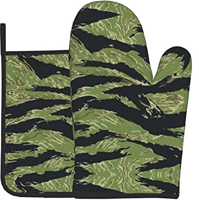 2 pezzi Presine E Guanti Da Barbecue Animal Tiger Stripe Guanti Da Cucina Divertenti Guanti Da Barbecue Per Grigliare, Cucinare, Cucina
