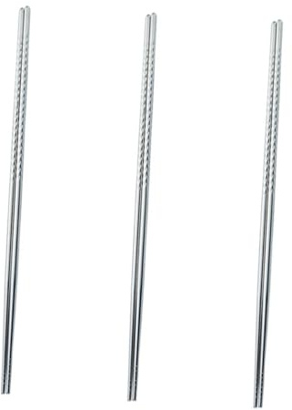 MUELODSIC 3 pares Palillos de Acero Inoxidable Extra Largos Antideslizantes para Cocina y Resistentes al Calor para Hogar y Restaurante