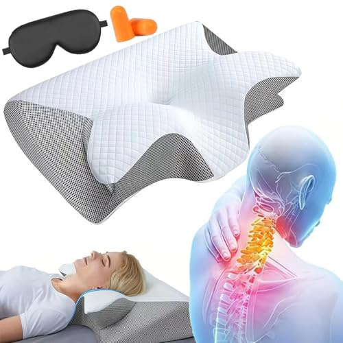 Dreamsleepz Kissen, Dream Sleepz Kissen, Das Nacken - Therapiekissen Anti-SchnarchKissen Ergonomisches Memory Foam Kissens – Nackenstützkissen für Seiten, Rücken & Bauchschläfer (Grau-1 Stück)