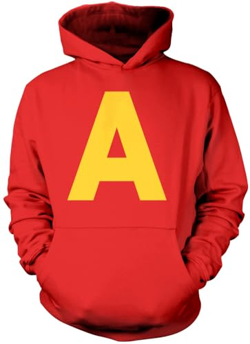 HotScamp Chipmunk Costume Outfit Hooded Sweatshirt - Yellow Letter A Red Hoodie Group Matching Top Halloween Top Fancy Dress Party Cosplay Hoody - S Red