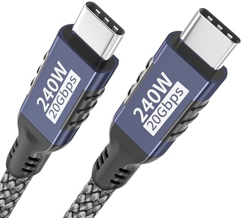 Câble USB-C vers USB-C,0.5m 240W/20 Gbit/s USB-C 3.2 Gen2x2,PD 3.1 transmission vidéo 5K@60 Hz/4K@144Hz avec iPhone 17/16/15,Samsung,MacBook,iPad Pro,ordinateurs portables,tablettes,SSD et moniteurs