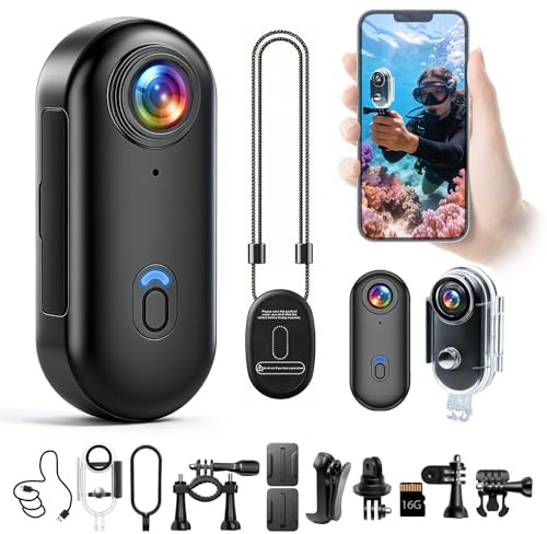 YCCNIU Cámara de Acción WiFi 4K, Cámara Deportiva Resistente al Agua de 120°, Mini Cámara de Acción de 16 GB, Cámara para Casco de Moto con Soportes Magnéticos y Múltiples Soportes de Montaje