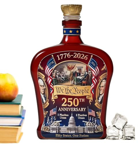 Botella de vidrio para whisky, contenedor de vino del 250 aniversario de Estados Unidos | Decantador de alcohol de vidrio, para camareros, entusiastas de coleccionistas, hogar, bar, restaurantes