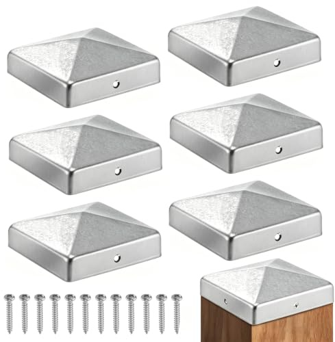 ZhouWei 6 Piezas Tapas para Postes de Madera con Tornillos 7x7cm