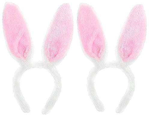 Bandeau Oreilles de Lapin,Oreilles de Lapin Bandeaux 2 pièces Peluche Bandeau avec Oreilles de Lapin pour Pâques de fête de Pâques Costume de Déguisement Décoration