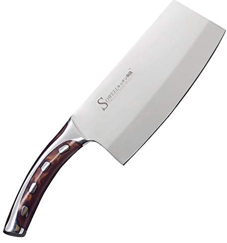 Cuchillos asiáticos de 7 pulgadas Cuchillo de acero inoxidable chino Cuchillo para picar de hoja de carbono de alta resistencia de soldadura Mango de fibra Cuchillo para picar Herramientas de cocina