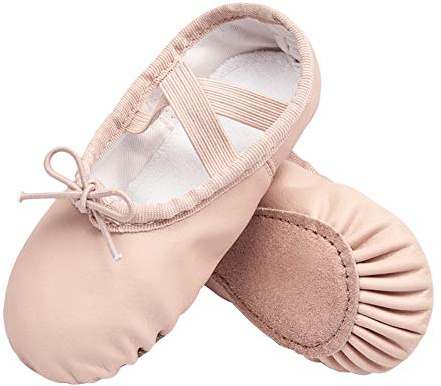 Stelle Ballet Shoes for Girls Toddler Ballet Slippers Soft Leather Boys Dance Shoes for Toddler/Little Kid/Big Kid(Ballet Pink (with Lace), 11ML)